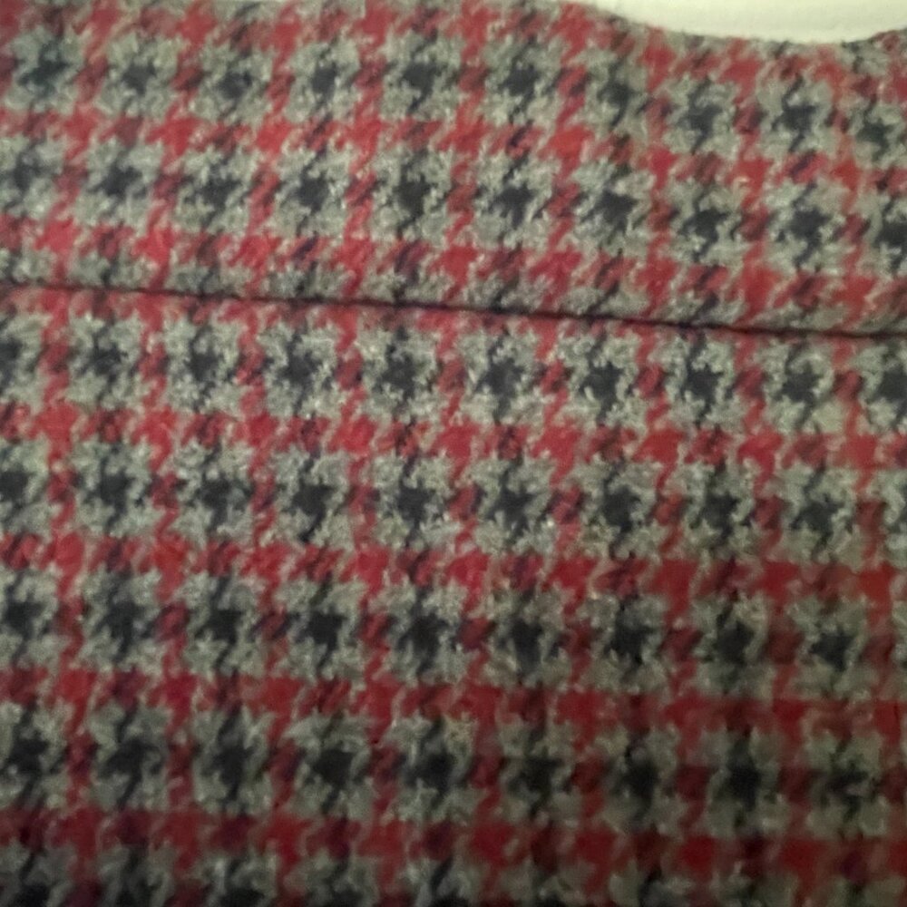 Theory Women's Red Grey Houndstooth Plaid Straight Leg Trousers Pants Size 2 - Picture 3 of 13